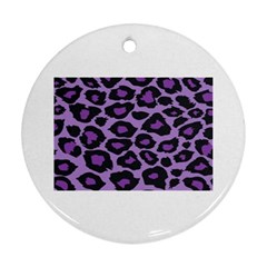 Purple Leopard Print Ceramic Ornament (round)