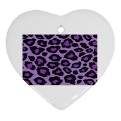 Purple Leopard Print Ceramic Ornament (heart)