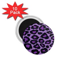 Purple Leopard Print 10 Pack Small Magnet (round) by PurpleVIP