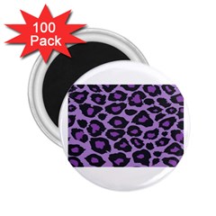 Purple Leopard Print 100 Pack Regular Magnet (round) by PurpleVIP