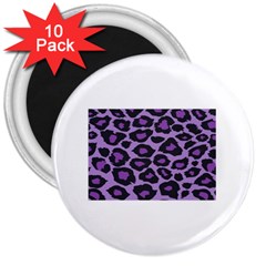 Purple Leopard Print 10 Pack Large Magnet (round)