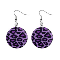 Purple Leopard Print Mini Button Earrings