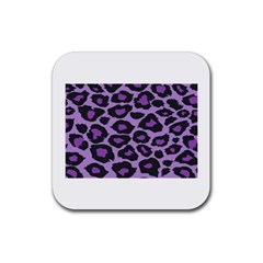 Purple Leopard Print Rubber Drinks Coaster (square)