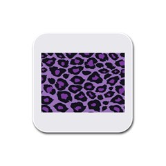 Purple Leopard Print 4 Pack Rubber Drinks Coaster (square)