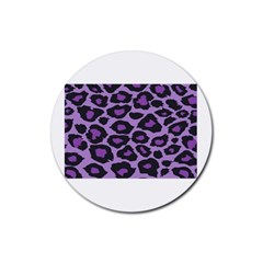 Purple Leopard Print Rubber Drinks Coaster (round)