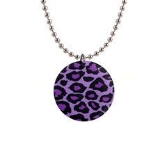 Purple Leopard Print Mini Button Necklace by PurpleVIP