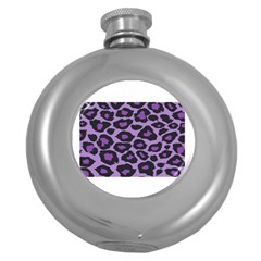 Purple Leopard Print Hip Flask (round) by PurpleVIP