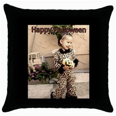 Trick Or Treat Baby Black Throw Pillow Case by tammystotesandtreasures