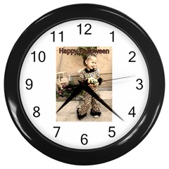 Trick Or Treat Baby Black Wall Clock by tammystotesandtreasures