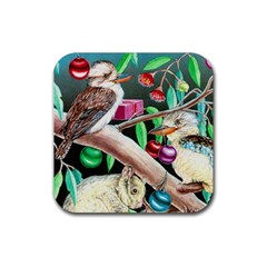 Kookaburra Possum Xmas Rubber Drinks Coaster (square)