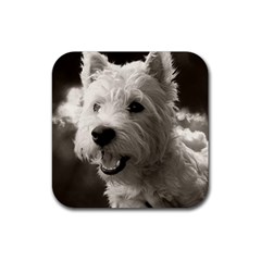 Westie Puppy Rubber Drinks Coaster (square) by Koalasandkangasplus