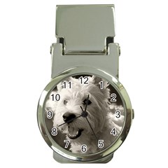 Westie Puppy Chrome Money Clip With Watch