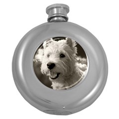 Westie Puppy Hip Flask (round)