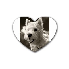 Westie Puppy Rubber Drinks Coaster (heart)