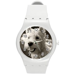 Westie Puppy Round Plastic Sport Watch Medium by Koalasandkangasplus