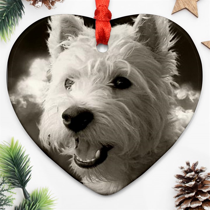 westie.puppy.heart Ceramic Ornament (Heart)