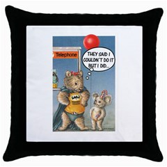 Wombat Woman Black Throw Pillow Case