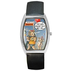 Wombat Woman Black Leather Watch (tonneau)