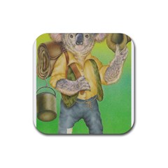 Green Gold Swaggie Rubber Drinks Coaster (square)