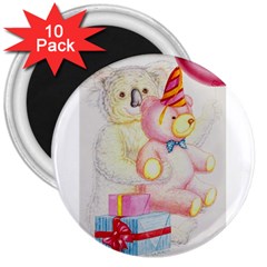 Koala And Bear  10 Pack Large Magnet (round) by Koalasandkangasplus