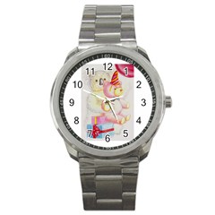 Koala And Bear  Stainless Steel Sports Watch (round)