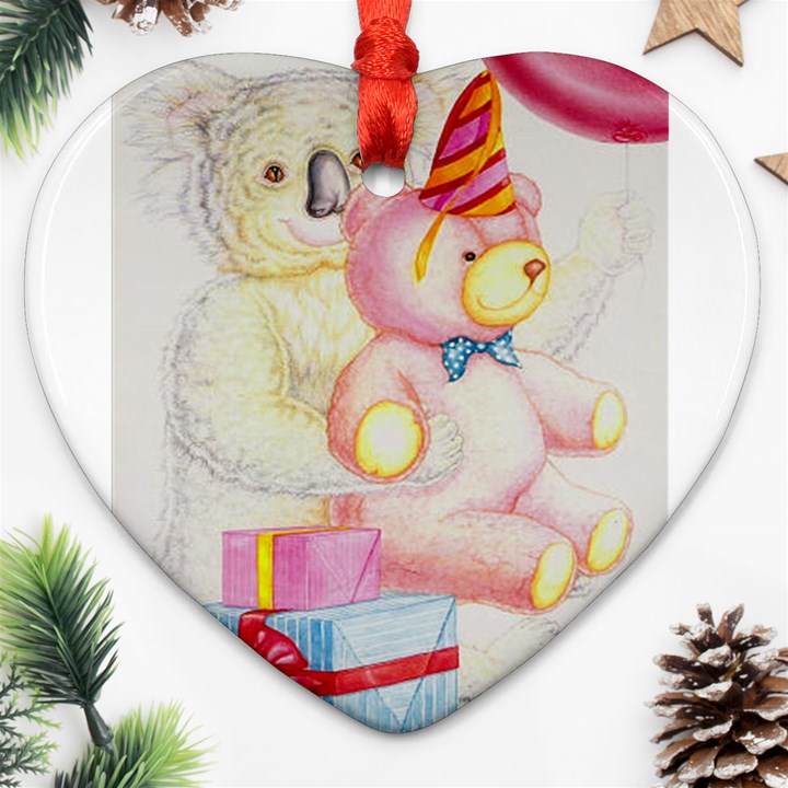 Koala And Bear  Heart Ornament (Two Sides)