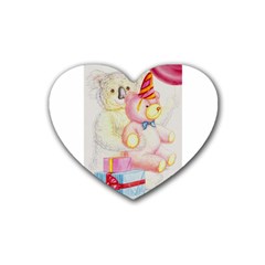 Koala And Bear  4 Pack Rubber Drinks Coaster (heart)