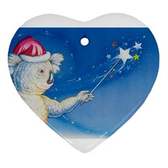 Santa Wand Koala Ceramic Ornament (heart)