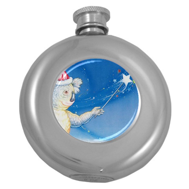 Santa Wand koala Hip Flask (Round)