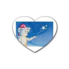 Santa Wand Koala Rubber Drinks Coaster (heart) by Koalasandkangasplus